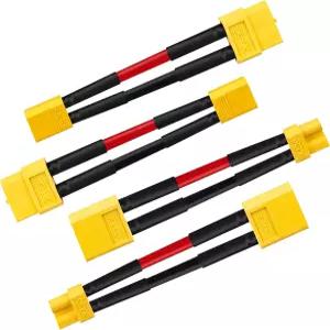 BOOBRI 4팩 XT60/XT30 어댑터 케이블 2X 남성에서 여성 FPV 드론 리튬 배터리용 2인치 14AWG 실리콘 와이어