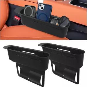 2PCS 조절 가능한 카시트 갭 충전기 정리함 8.5인치~13인치 휴대폰 열쇠 카드 차량 시트 측면 스토퍼 및