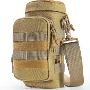 원티그리스 MOLLE 물병 파우치 32온스 전술 홀더 전면 포켓 및 탈착식 어깨 스트랩 하이킹 캠핑 배낭 벨트