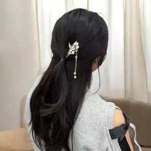 진주꽃 한복비녀 한복 헤어코사지 은비녀 머리장식 전통비녀-WFMOG...