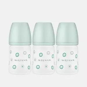 [보리보리/모윰]실리콘 코팅 노꼭지 유리 젖병 150ml 트리플팩 - 해피모어 에디션
