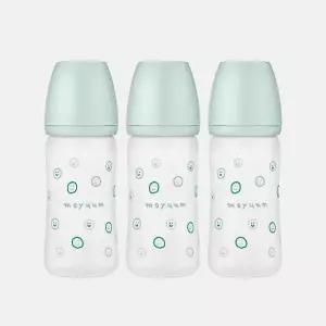 [보리보리/모윰]실리콘 코팅 노꼭지 유리 젖병 240ml 트리플팩 - 해피모어 에디션