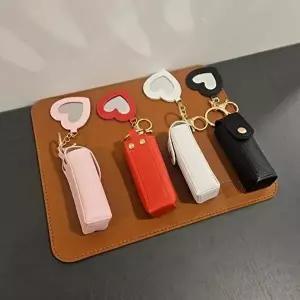 립스틱 보관 립밤 케이스 하트거울포함 꾸미기 도장집 키홀더 파우치 향수-WFMQ1R0