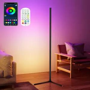 KFM 코너 플로어 램프 65인치 스마트 RGB LED 앱 및 리모컨 6M 색상 300개 이상 모드 음악 동기화 머 거실