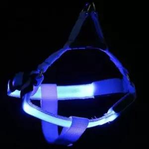 LED 강아지 하네스 가슴줄 L 블루 버클 애견가슴줄