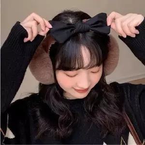 러블리 리본 헤어밴드 귀도리 겨울 방한 접이식 보관 휴대용 데일...