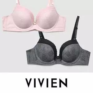 [알티피아]비비안 고급 체크 레이스 와이어 몰드 C컵 브라-WD6901F