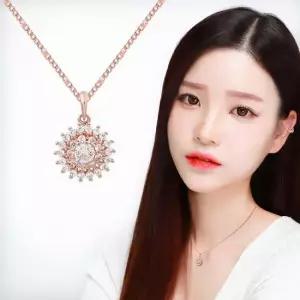 썬플라워 14KGP 로즈골드 큐빅 체인 패션 목걸이 목걸이선물