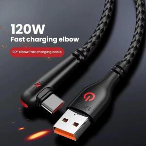 120W USB C 케이블  충전 90도 코드 전자 일반 스마트 기기용 빠른 데이터