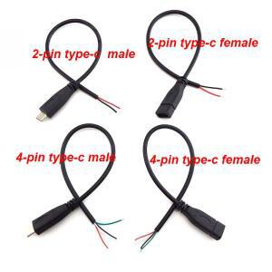 수-암 2핀 4핀 라인 마이크로USB 2.0 Type-C 충전기 전선 커넥터 전원 어댑터 연장 케이블 Q1