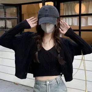 [하프클럽/]니트 가디건 크롭 나시 투피스 여성 꽈배기