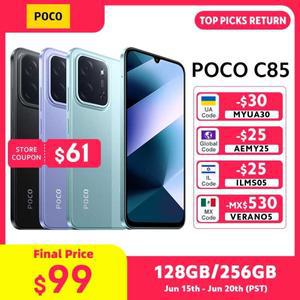 POCO C85 글로벌 버전 스마트폰 128/256GB 헬리오 G81-울트라 6000mAh 배터리 6.9인치 디스플레이 50MP 카