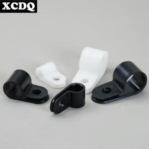100pcs 화이트 R 모양 케이블 클립 나사 고정 나일론 PA66 플라스틱 책상 사무실 전선 홀더 패스너 관리