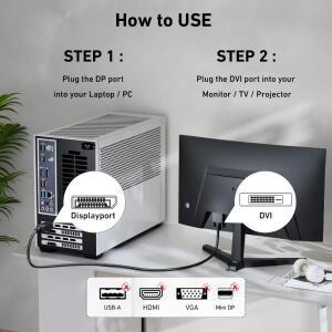 DisplayPort-DVI 케이블 1.8M DP-DVI 어댑터수-수 1080P@60Hz 컴퓨터 PC 노트북 모니터 프로젝터 HDTV 호환