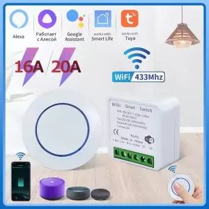 Tuya 스마트 Wifi 스위치 RF433Mhz 무선 조명 스위치 16A/20A 릴레이 스마트 라이프 App Alexa Google 홈으