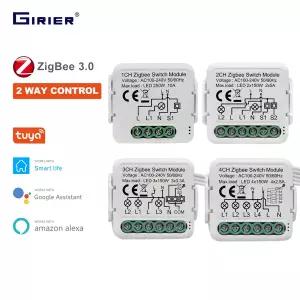 GIRIER Tuya ZigBee 3.0 전등 스위치 모듈 스마트 DIY 차단기 1 2 3 4 갱은 양방향 제어를 하고 Alexa Goog