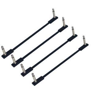 4pcs 기타 효과 페달 용 플랫 케이블 6.35mm 모노 TS 직각 5 ~ 50cm/공간 절약/클리어 사운드/페달