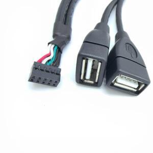 산업용 컴퓨터 마더보드용 미니 9핀 암 헤더 듀얼 USB 어댑터 케이블 2.0mm
