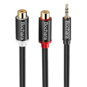 브레이드 30cm 3.5mm 스테레오 Aux 남성-2RCA 여성 오디오 변환기 케이블 호일  차폐