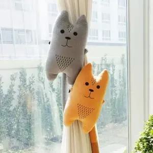 커튼걸이장식 동물 커튼 타이백 커텐 장식 인형_고양이 베이지