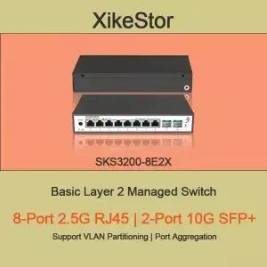 기본 레이어 2 이더넷 8개의 2.5G Base-T 포트 2개의 10G SFP 광