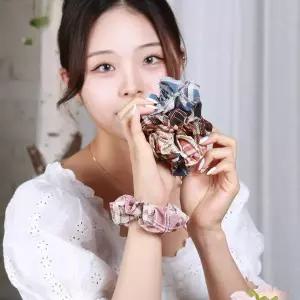 WL 빈티지체크 곱창머리끈