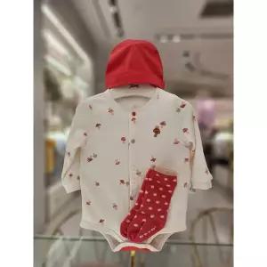 [에뜨와](마산점) 26년 신상품 임신출산선물 쉬머바디수트X모자X양말 3PCS SET(07T517912)