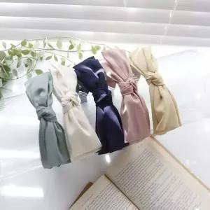 TBZ 심플 컬러 리본 와이드 헤어 밴드 머리띠 8colors