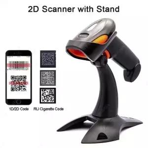 홀더가 있는 1D 2D 핸드헬드 바코드 스캐너 QR 코드 리더 PDF417 유선 또는 무선 블루투스 스탠드 포함