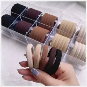 여성 똥머리 고무줄 헤어밴드 머리끈 브라운 20p