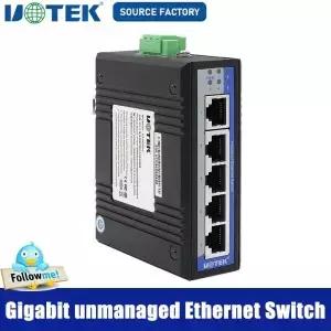 UOTEK 1000M 5 포트 RJ45 네트워크 기가비트 관리되지 않는 산업용 이더넷 스위치 DIN 레일 IP40 풀 하프