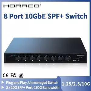 HORACO 10Gbe SFP 이더넷 스위치 8 포트 10000Mbps 광 네트워크 플러그 앤 플레이 홈 랩 비관리형