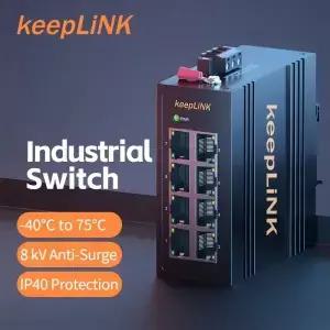 KeepLiNK 산업용 8포트 메가비트 이더넷 스위치 비관리형 플러그 앤 플레이