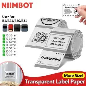 Niimbot 투명 스티커 감열지 B1 B21 라벨 메이커용 자체 접착 라운드 플라워 패턴 방수 단일 롤
