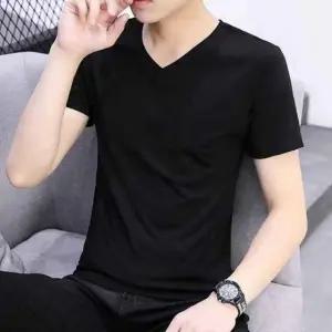 남자 브이넥 반팔 면 티셔츠 무지 이너 레이어드 기본 브이넥티셔츠