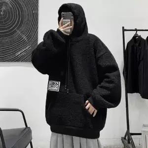 남성 뽀글이 후드티 포켓 양털 겨울 후드 티셔츠 캐주얼 데일리 외투
