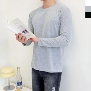 남성 기본 라운드 긴팔 면 티셔츠 데일리 이너웨어 면티 상의 긴팔티셔츠