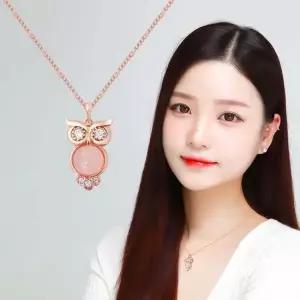 로즈부엉이 14KGP 로즈골드 장미석 체인 패션 목걸이