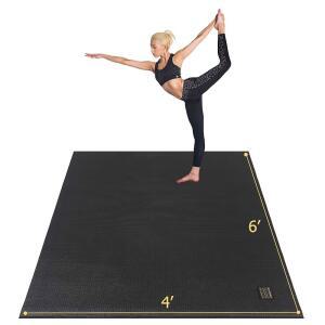 GXMMAT 대형 요가 매트 6'x4' / 6'x6' 7'x5' (7mm 9mm), 가정용 체육관 바닥재용 엑스트라 두꺼운 운동 매트, 필라테스, 스트레칭, 명상을 위한 울트라 편안한 논슬립 퀵 탄력 맨발 와이드