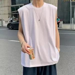 남성 깔끔한 디자인 무지 패션 오버핏 민소 쿨링 여름