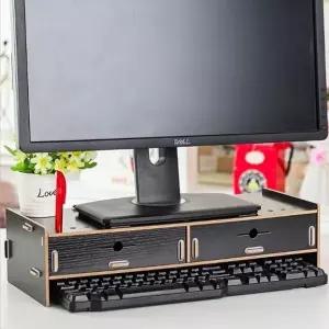 위아 DIY 목아픔방지 모니터받침대 원목받 대형 서랍
