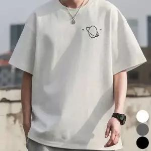 남자 아무 여름 오버핏 깔끔한 라운드넥 반 반팔