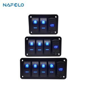 3/4/5 갱 ON 오프 로커 스위치 패널 4.2A 듀얼 USB 충전기 소켓 LED 디지털 전압계 자동차 해양 보트