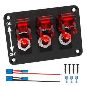 토글 스위치 12V 3갱 범용 패널 DC 20A LED 표시등 로커 항공기 맥세이프호환 커버 보트용