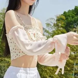 여자 여름아웃도어 햇살 리본 야외활동 쿨 팔토시 쿨토시 여름팔토시