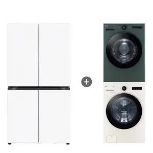 LG 디오스 AI 오브제컬렉션 냉장고 + LG 세탁기건조기 세트(T876MQQ111 + FX24ENR-GNG)