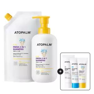 아토팜 키즈 프레쉬 2in1 샴푸 460ML+400ML(리필) 유아어린이샴푸+[증정]로션23ML+워시20ML+샴푸20ML