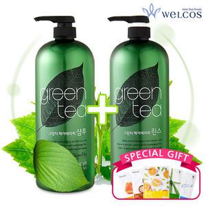 1+1 과일나라 그린티(녹차) 헤어테라피 샴푸+린스 총3000ml 마스크팩 증정