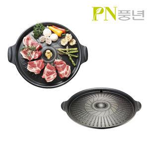 PN풍년 삼겹살 불판 가정용 고기불판 원형 캠핑 고기판 다이아몬드코팅 국산