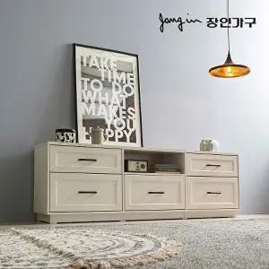 [장인가구]셀리아 화이트 대리석패턴 1800 높은 거실장